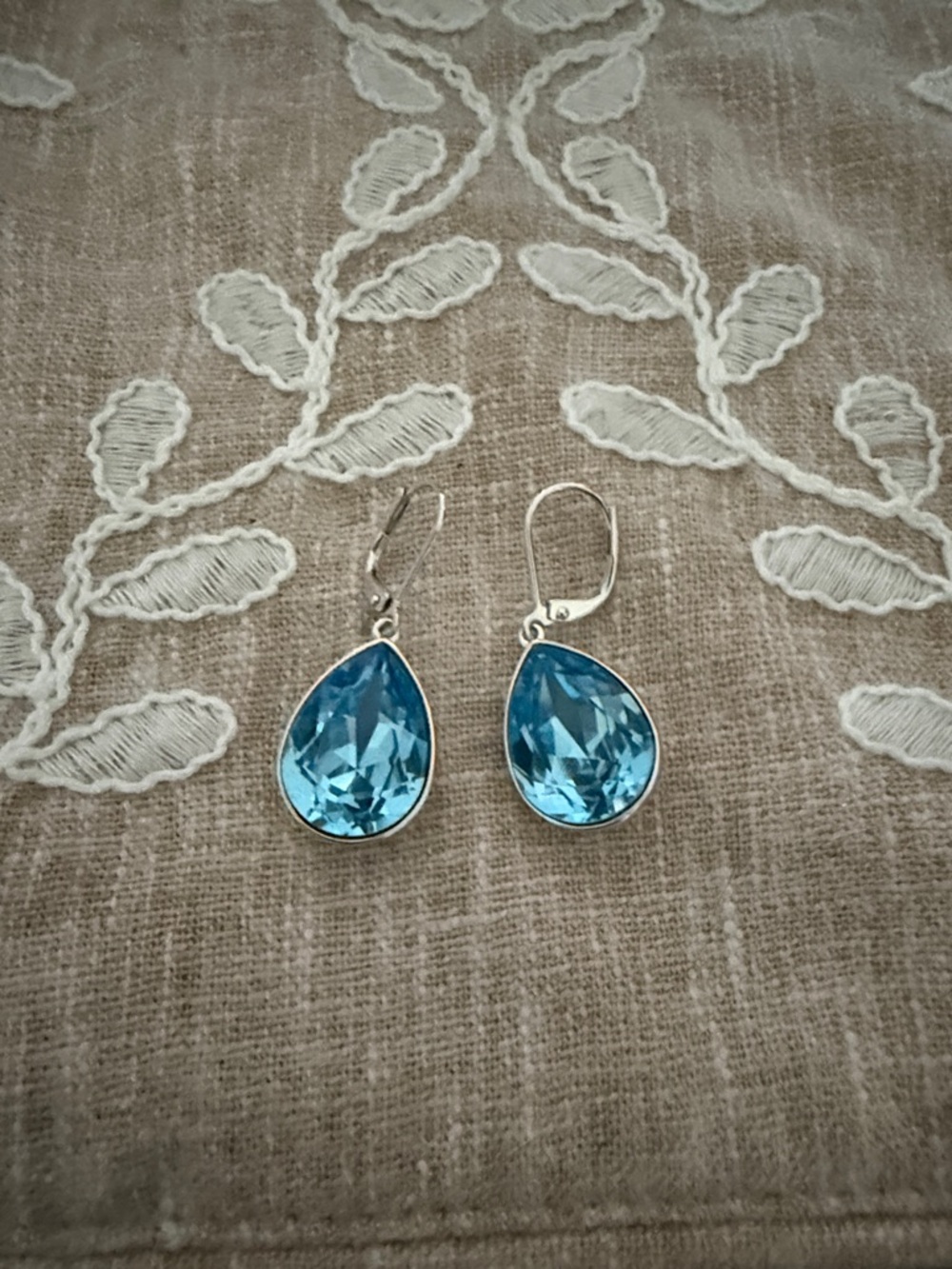 Touchstone Crystal Sky Blue Teardrop Dangle Earrings